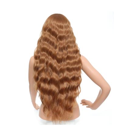 Sylhair Long Brown Curly Wavy Synthetic Wig with Bangs for Women | Stylish & Affordable Wigs - Buy Online on GoSupps.com
