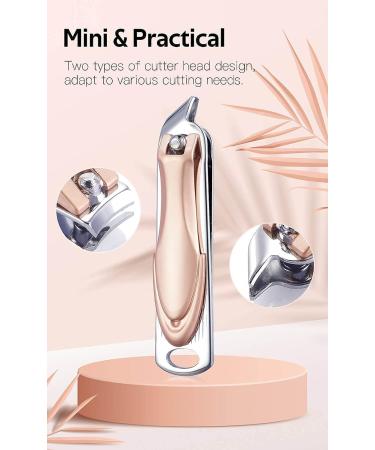 Rose Gold Nail Clippers Set - Sharp Stainless Steel Fingernail and Toenail Cutter for Women - 2 Pcs (Style 2) - Buy Online on GoSupps.com