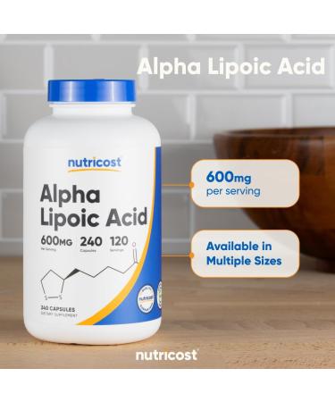 Nutricost Alpha Lipoic Acid 600mg Per Serving 240 Capsules - Gluten Free Vegetarian Capsules Soy Free & Non-GMO (Pack of 2) - Buy Online on GoSupps.com