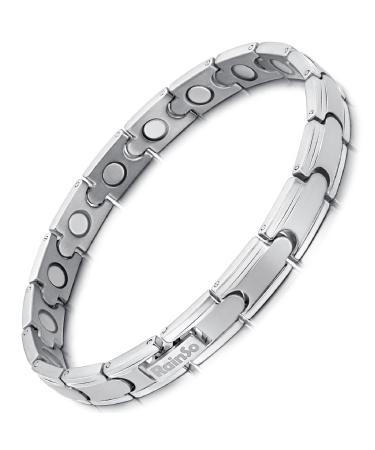 RainSo Strong Therapeutic Magnetic Bracelet for Women Made of Titanium - Magnetic Titanium Bracelet (Silver)
