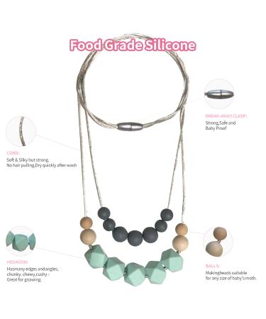 Chew Necklaces for Sensory Kids - 2 Pack Baby Silicone Teething Toys | BPA Free, Freezable & Dishwasher Safe - Buy Online on GoSupps.com