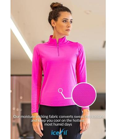 IBKUL Sun Protective UPF 50+ Icefil Cooling Long Sleeve Mock Neck Top - Turquoise Solid XXL - Buy Online on GoSupps.com