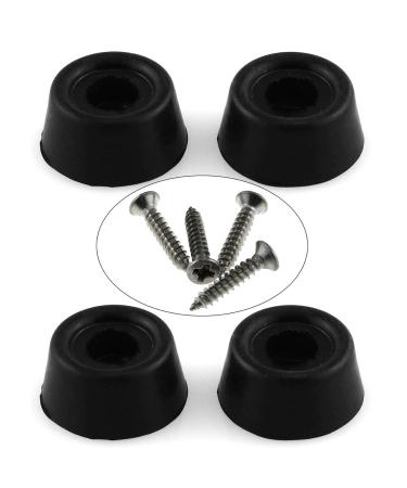 ZRM&E 4pcs Black Pool Billiard Snooker Table Stick Screw-on Rubber Cue Bumpers Protective Protector