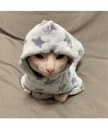 TENGTUD Hairless Cat Clothes Sphynx/Devon Cat Autumn And Winter Thicken With Hat Clothes-M