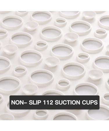YINENN Non Slip Bath Shower Mat with Suction Cups - 30 x 17 Inch, Machine Washable, Phthalate Latex Free, Soft & Safe Bathroom Mat for Tub - White - Buy Online on GoSupps.com
