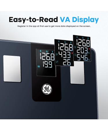 GE Smart Scale with LCD Display - Bluetooth Digital Bathroom Scale for Body Weight, BMI & More - Accurate Rechargeable Weight Scale (396 lbs) - Buy Online on GoSupps.com