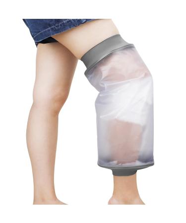 Waterproof Knee Cast Cover for Shower Adult, Reusable TPU Knee Surgery Shower Cover, Shower Bandage Cast Protector for Knee Replacement Surgery Wound Burns Broken, Soft Comfortable Keep Wounds Dry Knee(Large size)