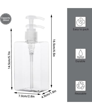 Suream 9.5oz Refillable Shampoo & Conditioner Bottles 3Pack - Clear Plastic Pump Dispensers for Shower - Ideal for Body Wash, Essential Oil, Liquid Lotion - 280ml Capacity - Buy Online on GoSupps.com