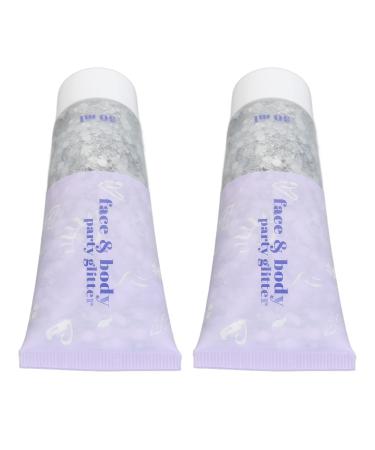 Sequin Body Glitter Gel Bright Face and Body Glitter 50ml Holographic for Festival (Silver)