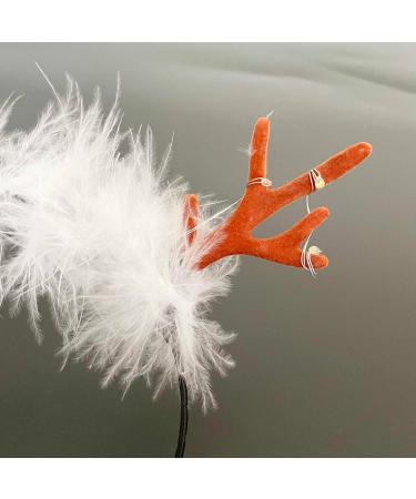 Wedity LED Light Up Deer Antlers Headband Christmas Reindeer Feather Headbands Holiday Headpiece Xmas Hair Accessories - Buy Online on GoSupps.com