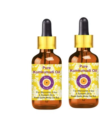Deve Herbes Pure Kumkumadi Oil with Glass Dropper Cold Pressed Pack of Two 100ml x 2 6 oz