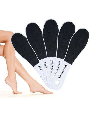 Foot File Foot Callus Remover Professional Sandpaper Pedicure Tools Double Sided Foot Rasp File Depilation with Plastic Handle Foot File for Dead Skin for Foot(5pcs/Pack) Black
