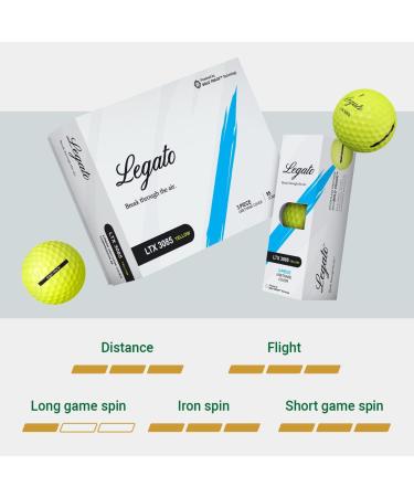 Legato Golf Balls LTX 3085 | Break 90 with Maximized Distance | 3 Piece Urethane Cover | 85 Compression | Yellow Dozen - Buy Online on GoSupps.com