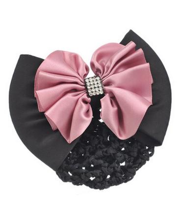 Bowknot Snood Net Net Hair Clip Net Hair Clip Barrette Hairnet Bowtie Hair Bun Cover Snood Net Hair Clip Barrette Pink
