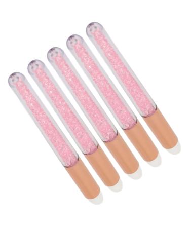 5pcs Glitter Crystal Lip & Eye Shadow Brush Set - Soft Portable Brushes for Lip Smudge & Under Eye Concealer Makeup - Travel Essentials - Buy Online on GoSupps.com