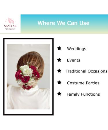 Samyak Beautiful Bridal Big Sized Hair Bun Handmade Juda Bun For Wedding Party Artificial Flowers Based Jumbo Sized Hair Piece Accessory Set Juda Decoration (Dark Pink) - Buy Online on GoSupps.com