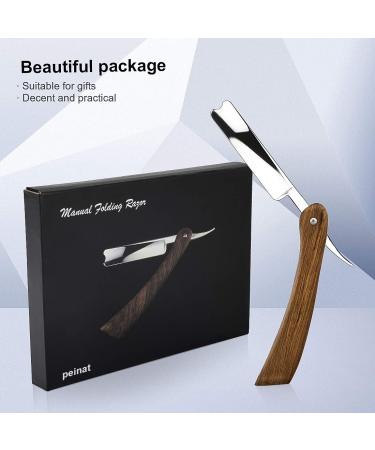 Peinat Straight Razor Kit - Wooden Cutthroat Razor for Men, Stainless Steel with Leather Canvas Strap - Vintage 3 Piece Set - Buy Online on GoSupps.com