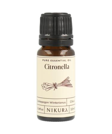 Nikura Citronella Essential Oil - 10ml | Great for Candle Making Wax Melts Aromatherapy Oil Natural Soap Making | Cleaning Supplies | 100% Pure Natural Oils | Vegan