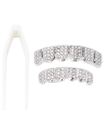 Hip Hop Teeth Brace Teeth Protection Hip Hop Teeth Charming Alloy for Halloween Party for Men for Concert for Hip Hop Fashion Shows for Women(Silver)