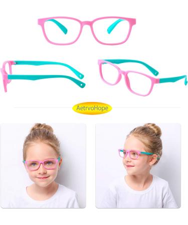 AetrvoHope Blue Light Blocking Glasses for Kids Children's Computer Glasses for Age 4-13 Unbreakable Frame Anti-Blue Ray Glasses With Case Anti UV400 & Eyestrain Pink - Buy Online on GoSupps.com
