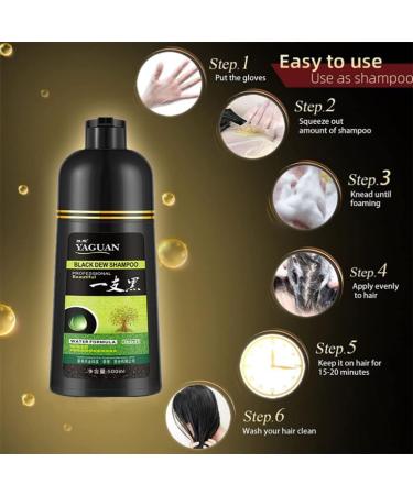 Herbal Shampoo Korea Yaguan Black Hair Shampoo Hair Dye Effective White Hair Turns To Black Instant Black Hair Shampoo for Women Men Lasts 30 Days (2PC- Black) - Buy Online on GoSupps.com