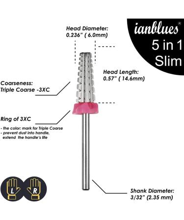 ianblues Multi-function 5 in 1 Nail Drill Slim Edition for Electric Manicure Drill Machine for Left & Right Hands Quick Remove Nail Gel Acrylic Gels Dip Powder (Triple Coarse -3XC) - Buy Online on GoSupps.com