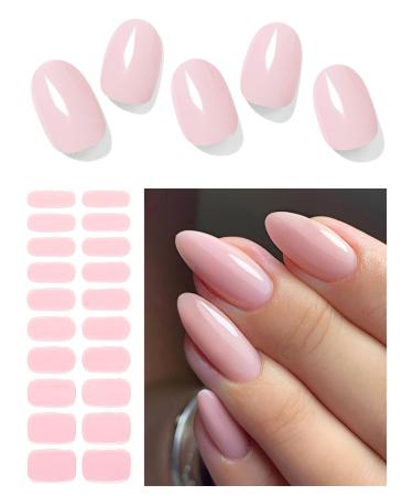 AutyaMee Semi Cured Gel Nail Strips (Jelly Pink)-20 PCS Gel Nail Stickers | UV Light Required | Gel Nail Wraps Salon Quality & Easy to Use