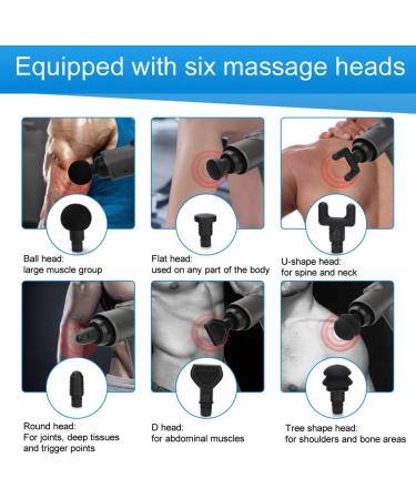 Deep Tissue Percussion Massage Gun - Handheld Muscle Massager with 6 Heads for Pain Relief - Buy Online on GoSupps.com