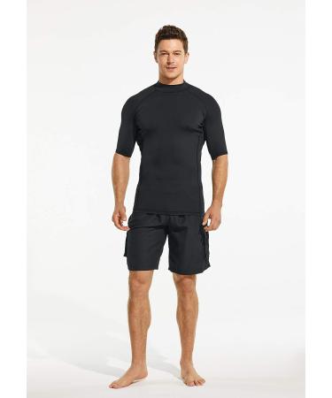 TSLA Men's Rash Guard Swim Shirt | UPF 50+ UV Protection | Quick Dry | Black Medium - Buy Online on GoSupps.com