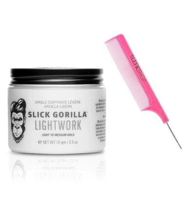 Practice Comb + ick Gori a LIGHTWORK Light to Medium Hold Clay Light Work Hair Product NEWEST 2024-2025 VERSION (w/SIeekshop Pink Comb) (Lightwork (2.5 oz))