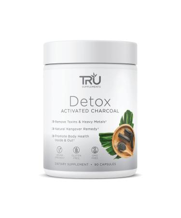 TRU Detox Activated Charcoal Vegan Friendly Whole Body Natural Detox Eliminates Bloating Improve Skin Health 60 Servings