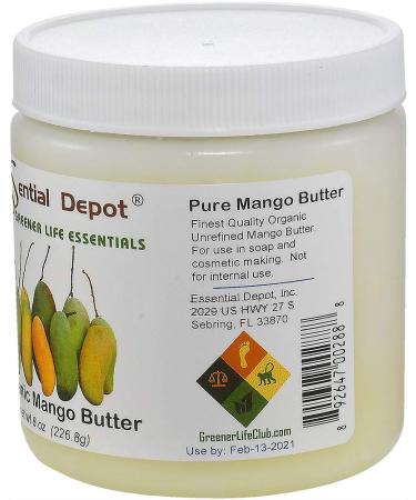 Essential Depot Mango Butter 8 oz - Organic No Additives Unscented - Ideal for Creams Lotions Lip Balms & Skin Care - Buy Online on GoSupps.com