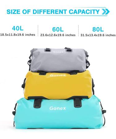Gonex 60L 80L Extra Large Waterproof Duffle Travel Dry Duffel Bag Heavy Duty Bag with Durable Straps & Handles for Kayaking Paddleboarding Boating Rafting Fishing Gray 80L - Buy Online on GoSupps.com