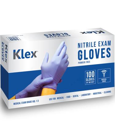 Klex Nitrile Exam Gloves - Medical Grade Powder & Latex Free Food Safe Lavender 100 300 1000 Count S M L XL 10 Medium