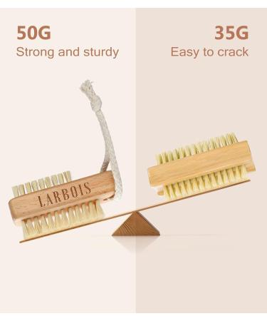 Larbois 2Pack Wooden Nail Brushes for Cleaning Fingernails - Beechwood Nail Scrub Brush with Hanging Rope - Natural - Buy Online on GoSupps.com