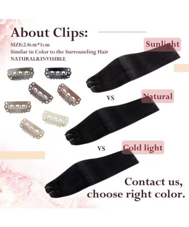 Easyouth Jet Black Double Weft Clip In Human Hair Extensions - 20 Inch 120g 7Pcs - Buy Online on GoSupps.com