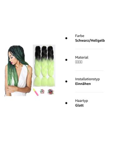 Shop Showjarlly Kanecalon Hair Extensions - Ombre Jumbo Braid 24 (3 Pack) in Black/Light Yellow - Premium Quality Braids for Stunning Styles - Buy Online on GoSupps.com