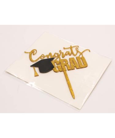 Topfunyy Congrats Grad Cake Topper Gold Acrylic Topper for Graduation/Grad Party Decorations - Buy Online on GoSupps.com
