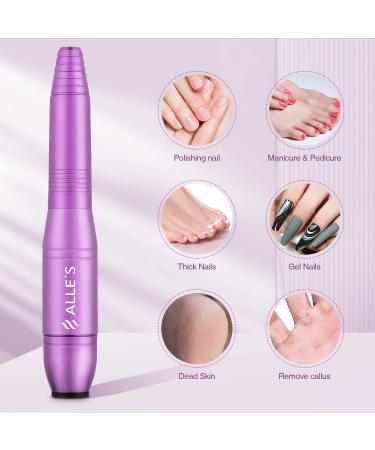 All's Electric Nail Cutter - 20 000 RPM Professional Nail Drill for Gel Nails | Portable Manicure & Pedicure Kit with Grinding Tapes & Brush - Purple Violet - Buy Online on GoSupps.com