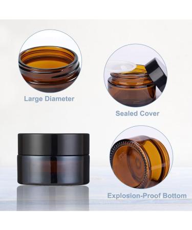 Jinsion 10 Pack Amber Cream Containers - 20ml Glass Ointment Jars with Lids for Cosmetics Lotions Powders & Mini Candles - Ideal for Travel & DIY Projects - Buy Online on GoSupps.com