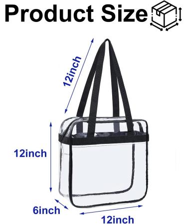 Dotpraise Clear Stadium Tote Bag with Zipper Closure - 12x6x12 - Approved for Sports Games, Work, Concerts - Buy Online on GoSupps.com