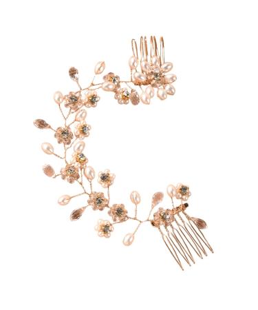 Beatifufu Hair Comb Bride Headpiece Small Mirrors for Crafts Wedding Tiara Robe Hair Accessory Fake Hair Edges Headpiece for Bride Women Headdress Double Head Women's Accessories Pearl