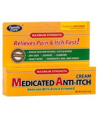Medicated Anti-itch Cream with Aloe & Vitamin E 0.5 oz (14 g)
