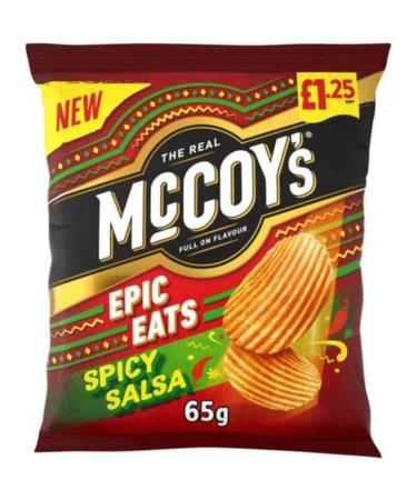 McCoy's Spicy Salsa Ridge Cut Crisps 65g - Box of 20 (Price Marked)