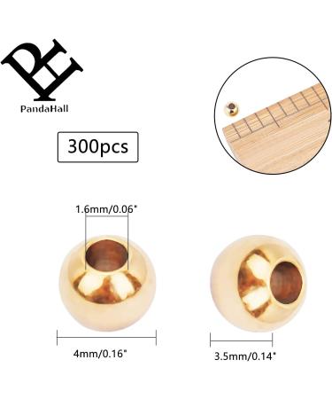 PandaHall 300pcs 4mm 14K Gold Plated Brass Spacer Beads for Jewelry Making - Round Smooth Seamless Loose Metal Beads for Summer Accessories - Buy Online on GoSupps.com