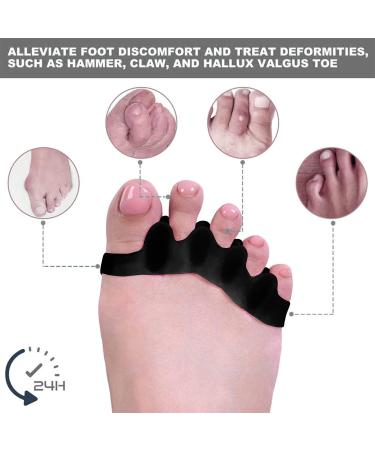 Gel Toe Spacers (2 Pair) - Bunion Corrector for Women Men - Toe Separator, Hammer Toe Straightener, Stretcher - Big Toe Separators (Black) - Buy Online on GoSupps.com