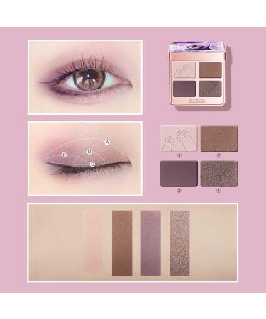 Zeesea Tipsy Kitty Eyeshadow Quad - Waterproof Matte & Shimmer Palette for Catgirls (Destiny Guardian - Purple Tones) - Buy Online on GoSupps.com