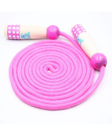 Adjustable Kids Jump Rope with Wooden Handles | Pink Cotton Rope for Boys & Girls - Fitness & Exercise - Buy Online on GoSupps.com