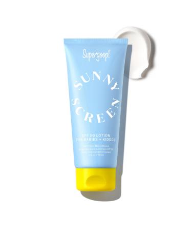 Supergoop! Sunnyscreen 100% Mineral Lotion SPF 50 3.0 fl oz - Face & Body Sunscreen for Babies & Kids - 100% Non-Nano Mineral Formula - Pediatrician Tested Hypoallergenic Fragrance & Silicone Free