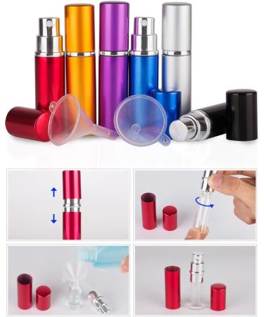 DE 6pcs 10ml Portable Mini Perfume Atomizer Set - Refillable Travel Spray Bottles with Funnel - Perfect for Aftershave & Purse - Buy Online on GoSupps.com